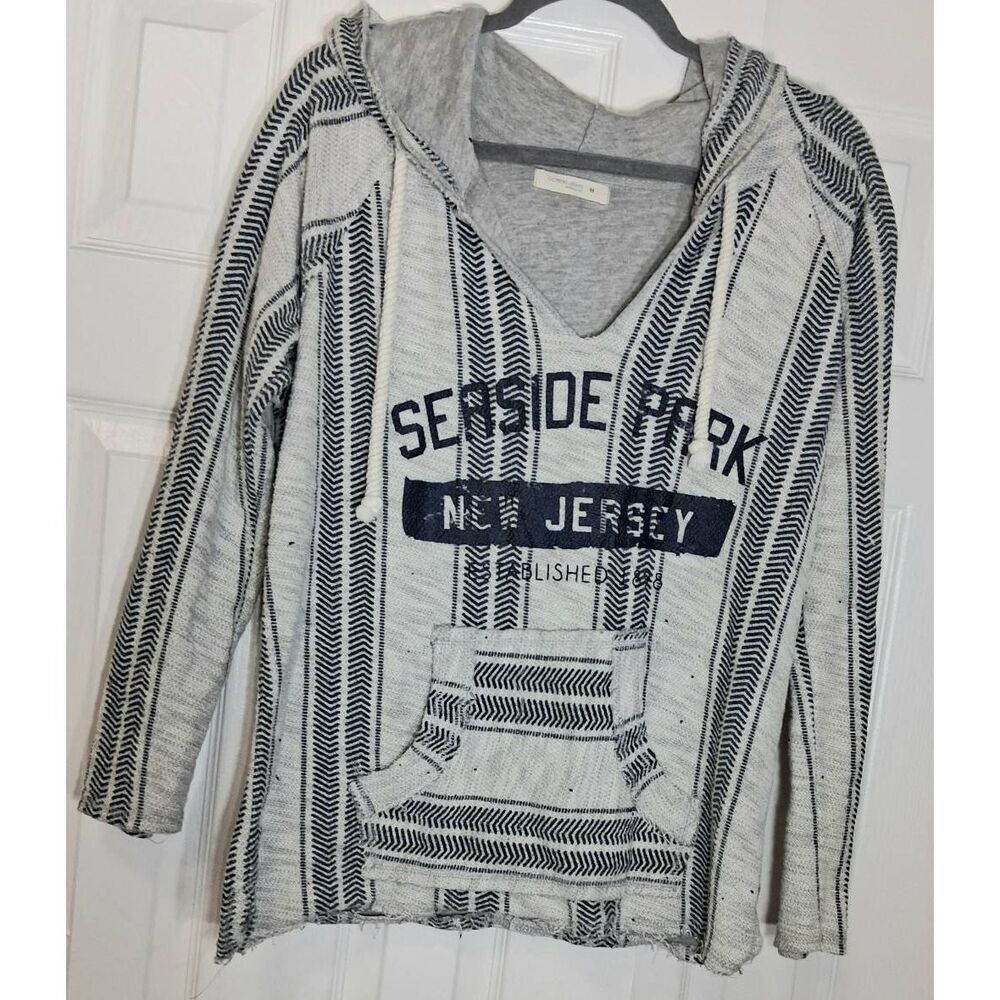 Ocean drive women medium hoodie sweatshirt seaside park new jersey gray cotton
